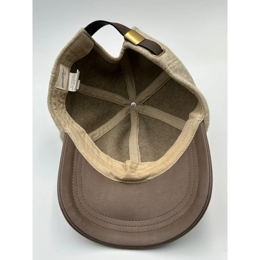 Universal Thread Oatmeal Wool Blend Baseball Cap Brown Faux Leather Brim Hat